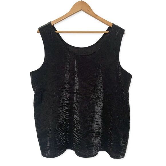 Vintage Y2K Shiny Silver Black Tank Top Cyber Punk Whimsigoth Witchy Grunge Rave - Picture 2 of 14